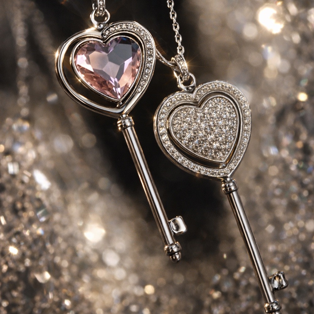 Authentic Swarovski Swivel Heart Key Necklace – 4 Looks in One ✨